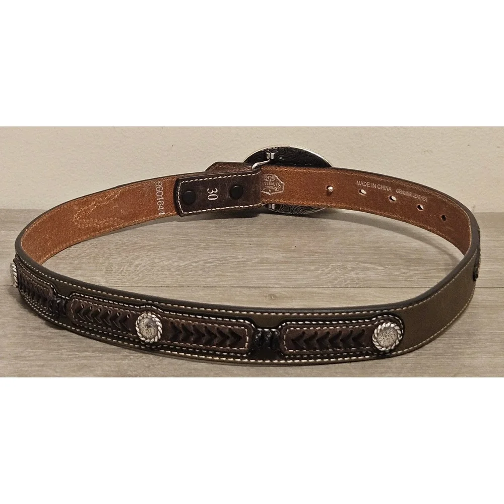Cavender's‎ Since Since 1965 Rodeo Bull Rider Vintage Belt Buckle & Belt Size 30